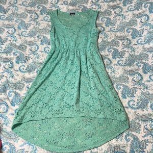 Teal knee length high low dress